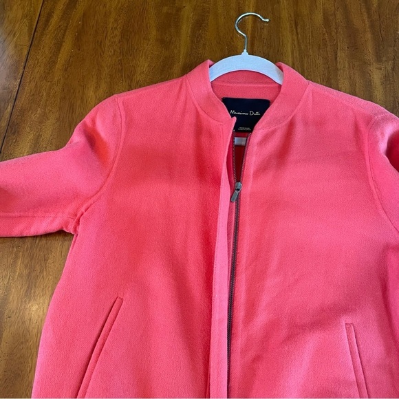 Massimo Dutti Wool Blend Coral Bomber Style Zip Front Pockets Lightweight Jacket - Picture 7 of 12